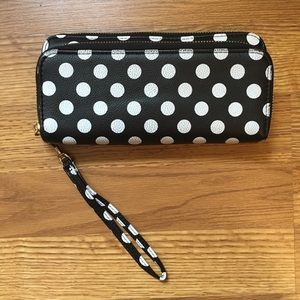 Polka dot wristlet wallet clutch